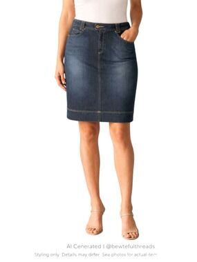 Dark Wash Denim Pencil Skirt Minimalist Office Chic Sz 14 Liz Claiborne